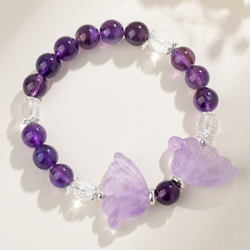Natural Amethyst Crystal Butterfly Healing Bracelet EclipticJew