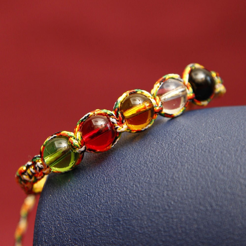 Five-color String Bracelet Colorful Rope Five Beads Color - EclipticJew
