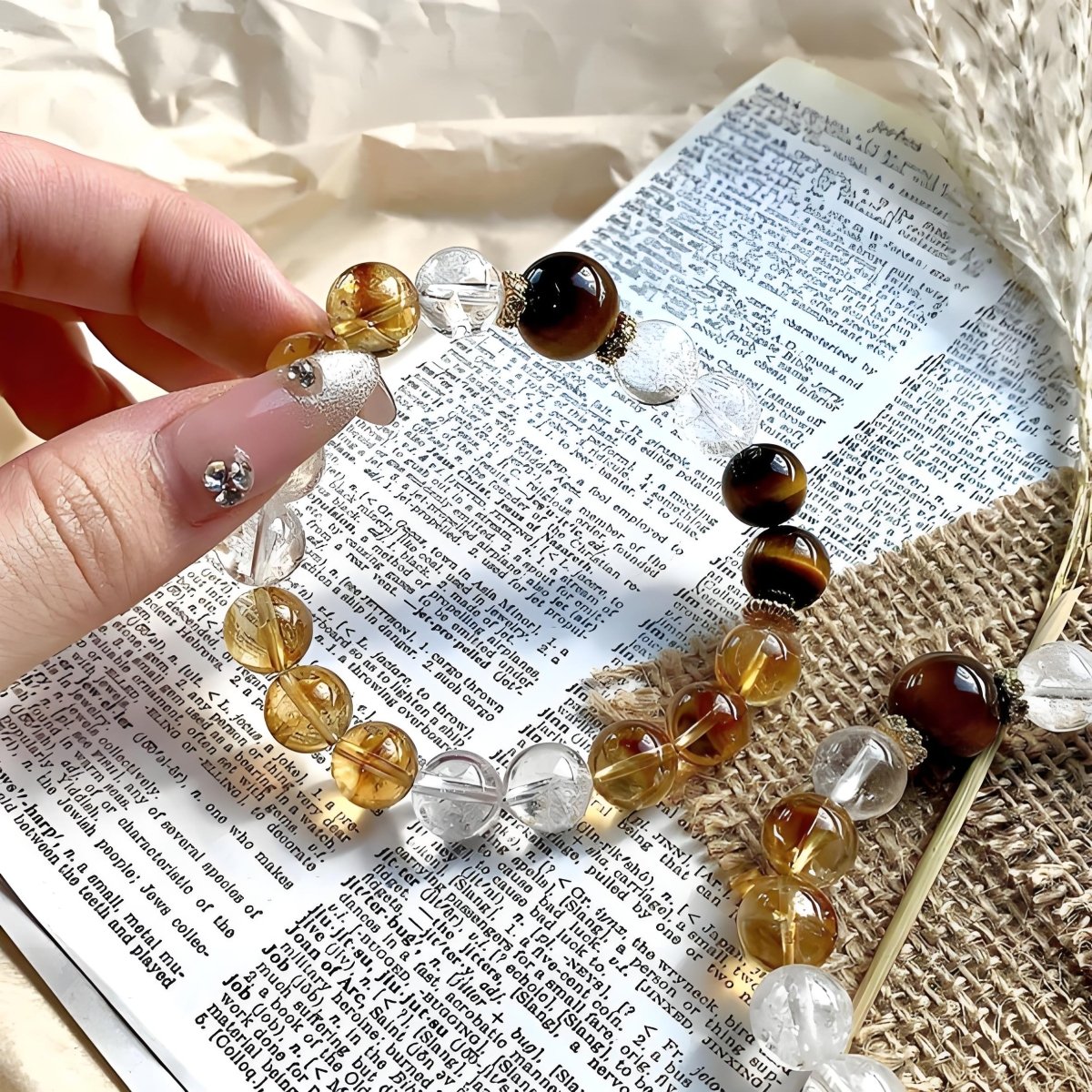 Golden Tiger Eye Citrine Bracelet - EclipticJewBraceletscitrineclear quartz