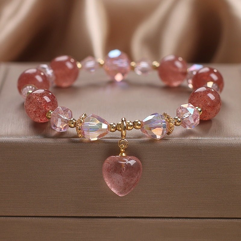 Heart's Glow Strawberry Quartz Bracelet - EclipticJew