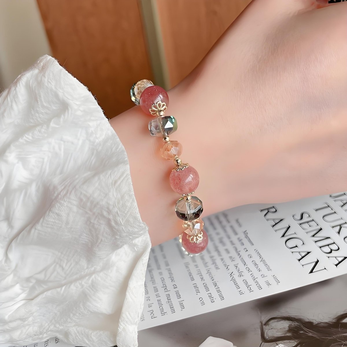 Radiant Strawberry Quartz Crystal Bracelet - EclipticJewBraceletsnewstrawberry quartz