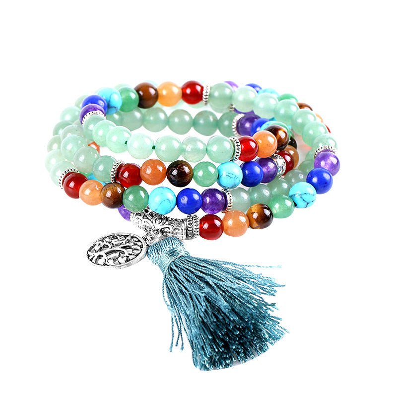 108 seven chakra energy stone bracelet - EclipticJew
