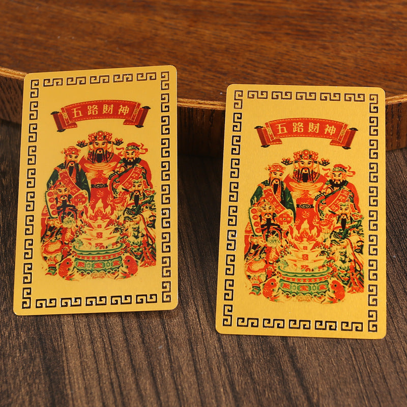 Five Wealth Gods Talisman Card – Taoist Pocket Charm for Prosperity & Good Fortune - EclipticJew