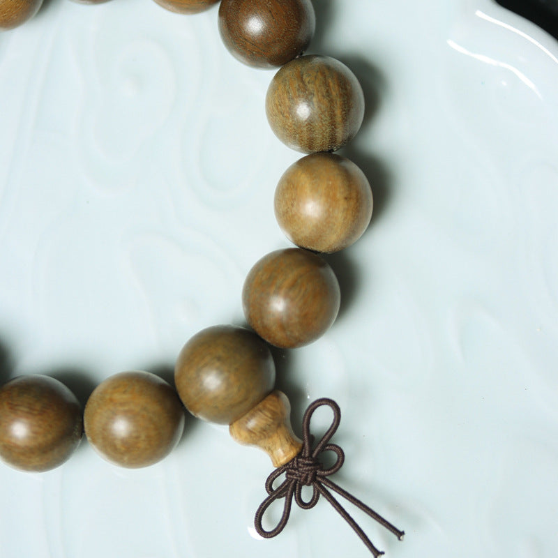 Green Sandalwood Bead Bracelet – Taoist 15-Bead Circle for Calm & Meditation - EclipticJew