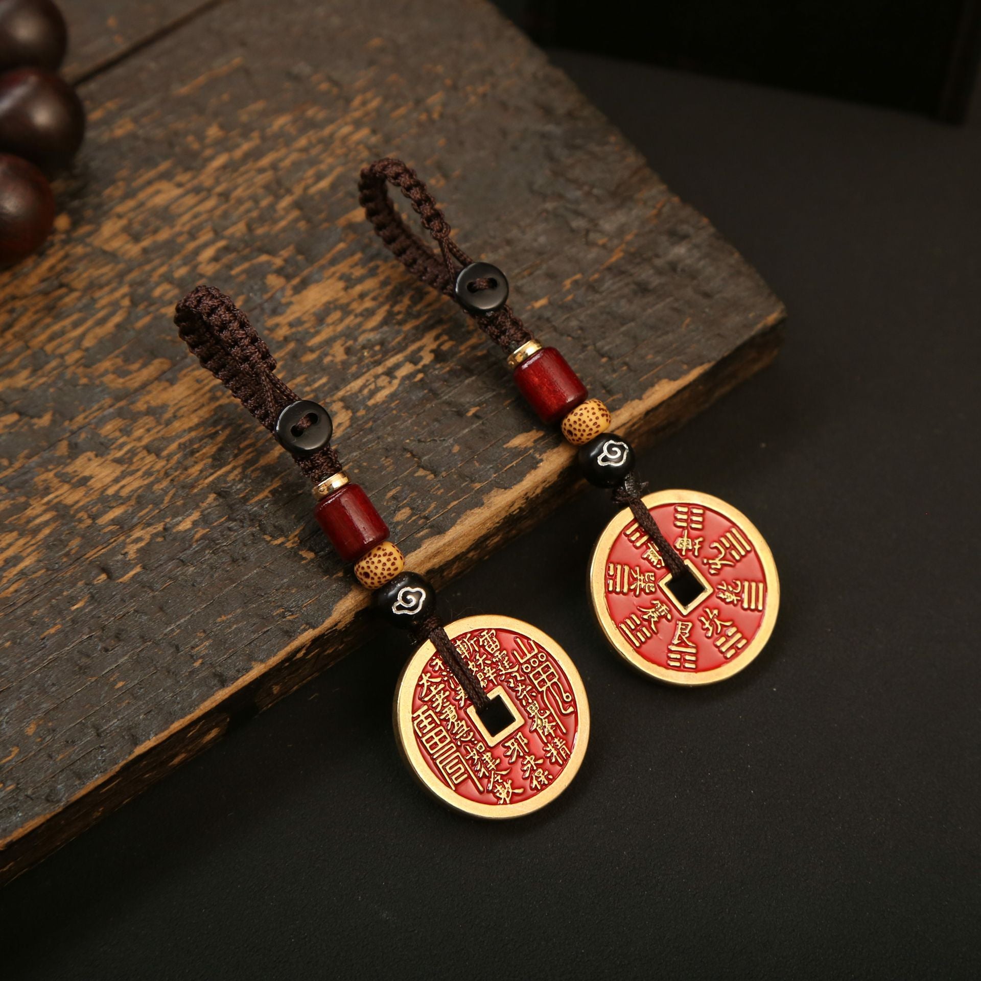 Taoist Brass Coin Keychain – Lucky Cloud Knot Charm for Wealth, Protection & Harmony - EclipticJew
