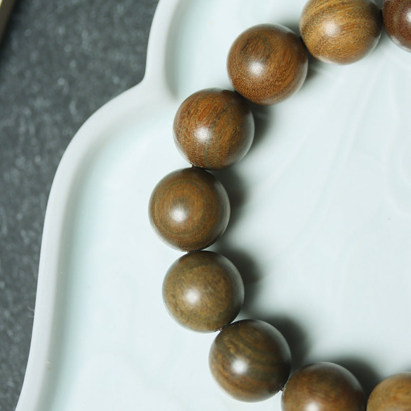 Green Sandalwood Bead Bracelet – Taoist 15-Bead Circle for Calm & Meditation - EclipticJew