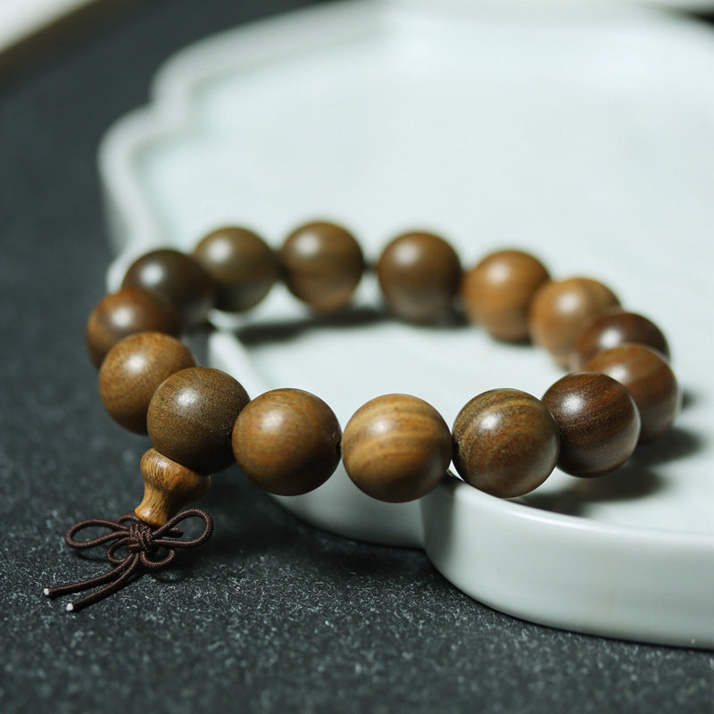 Green Sandalwood Bead Bracelet – Taoist 15-Bead Circle for Calm & Meditation - EclipticJew