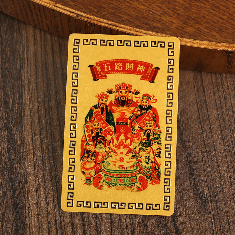 Five Wealth Gods Talisman Card – Taoist Pocket Charm for Prosperity & Good Fortune - EclipticJew