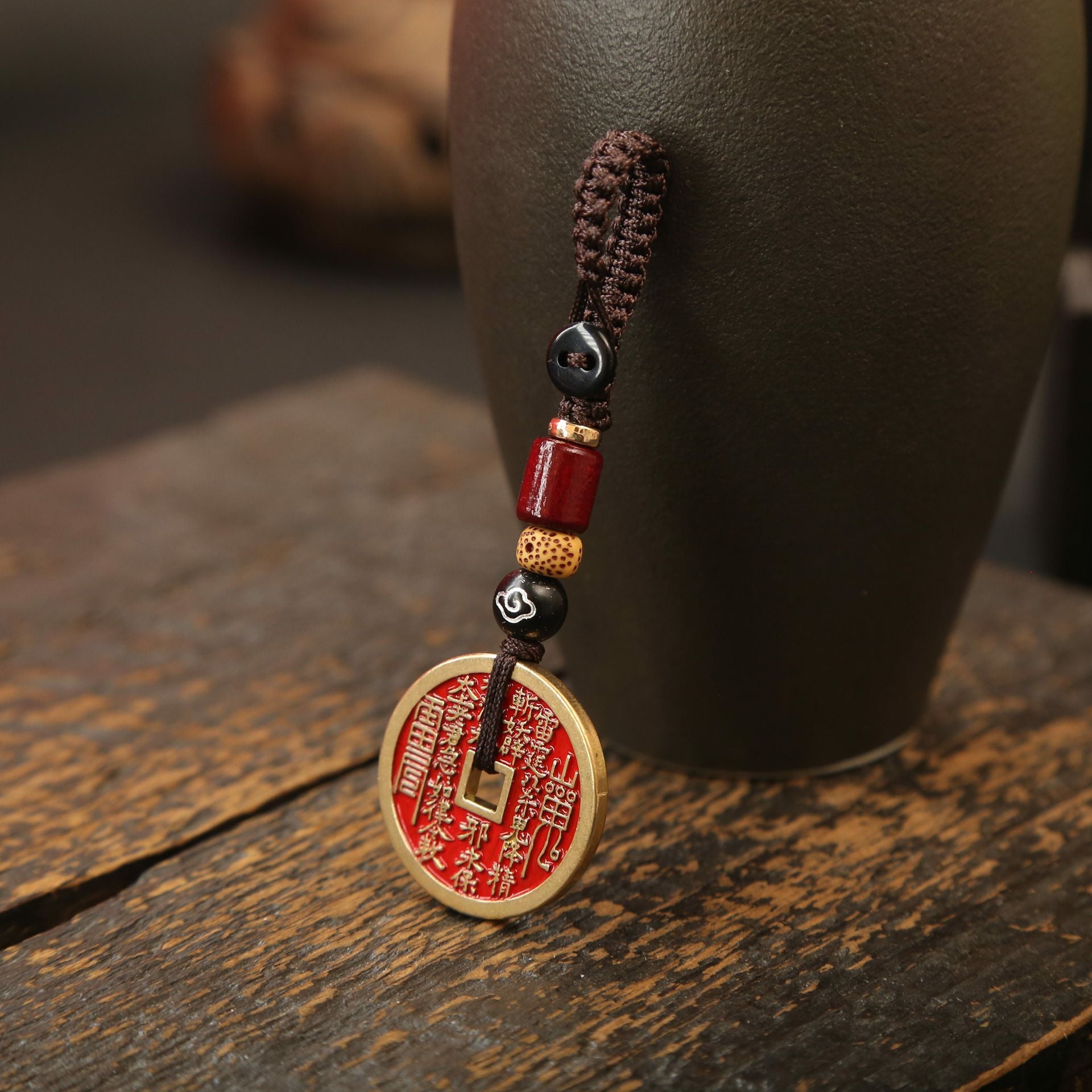 Taoist Brass Coin Keychain – Lucky Cloud Knot Charm for Wealth, Protection & Harmony - EclipticJew