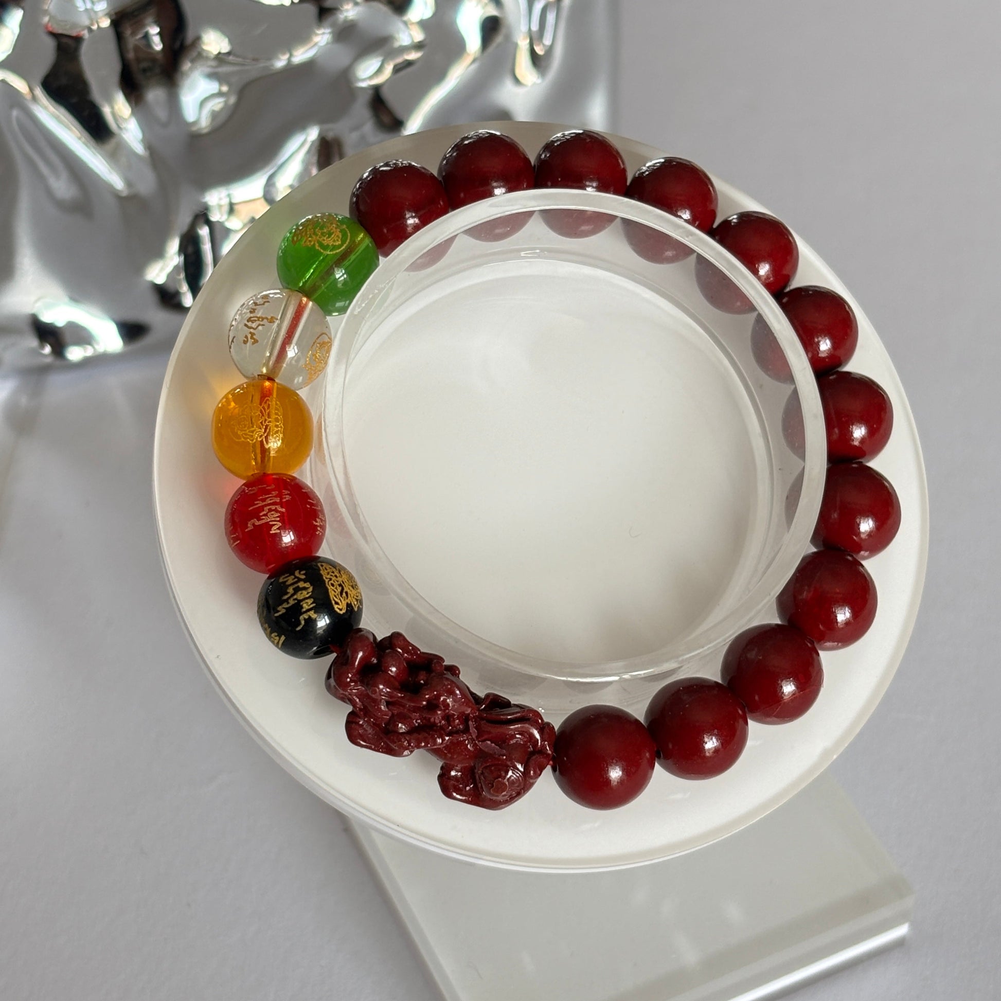 Cinnabar Five-Way God of Wealth Amulet Bracelet