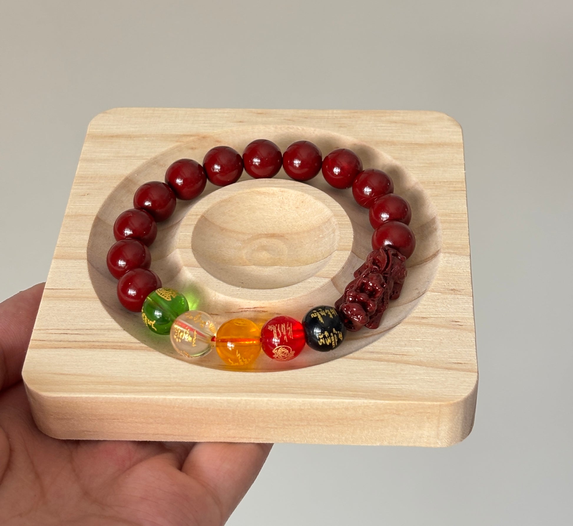 Cinnabar Five-Way God of Wealth Amulet Bracelet