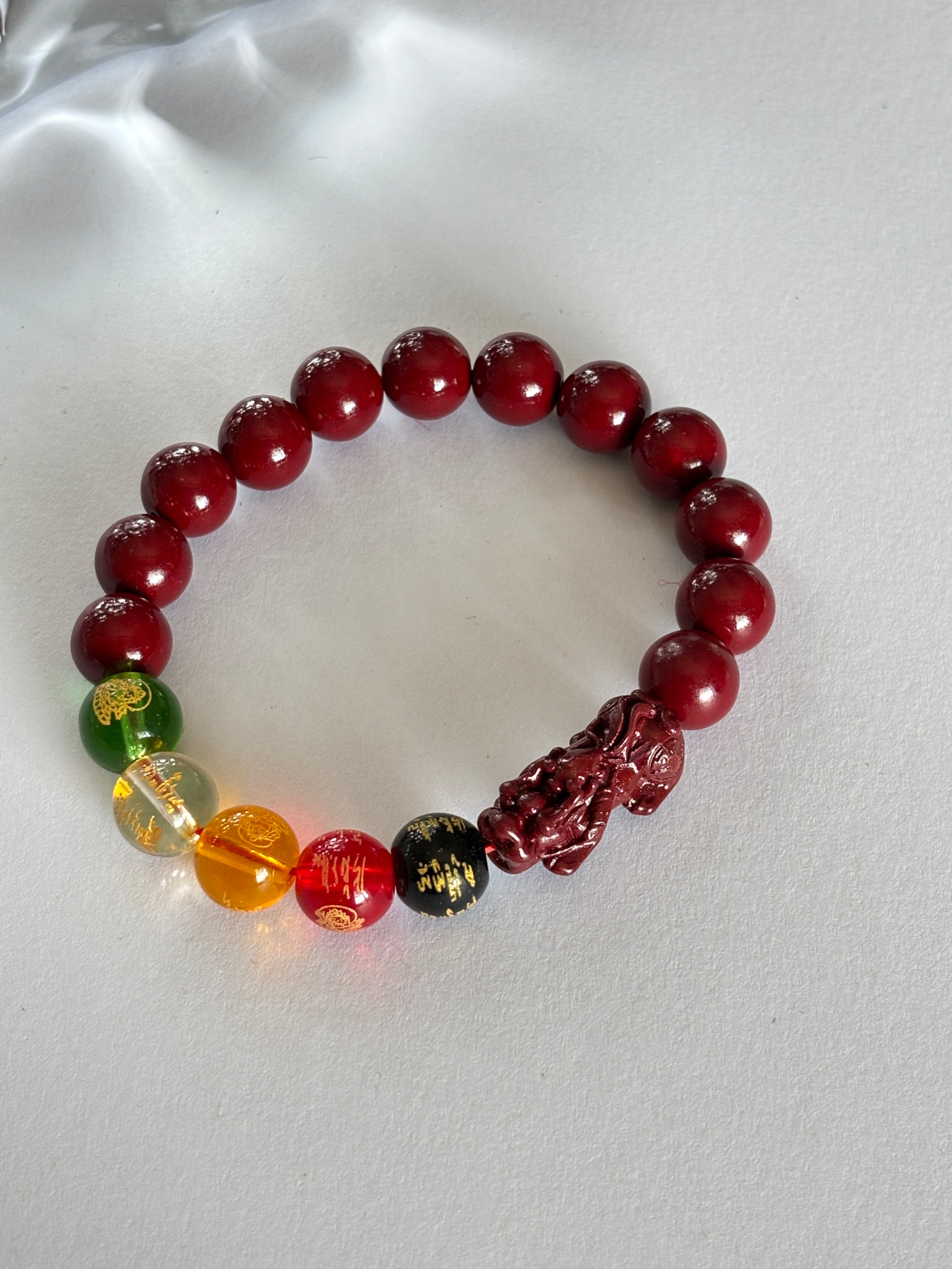 Cinnabar Five-Way God of Wealth Amulet Bracelet