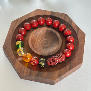 Cinnabar Five-Way God of Wealth Amulet Bracelet