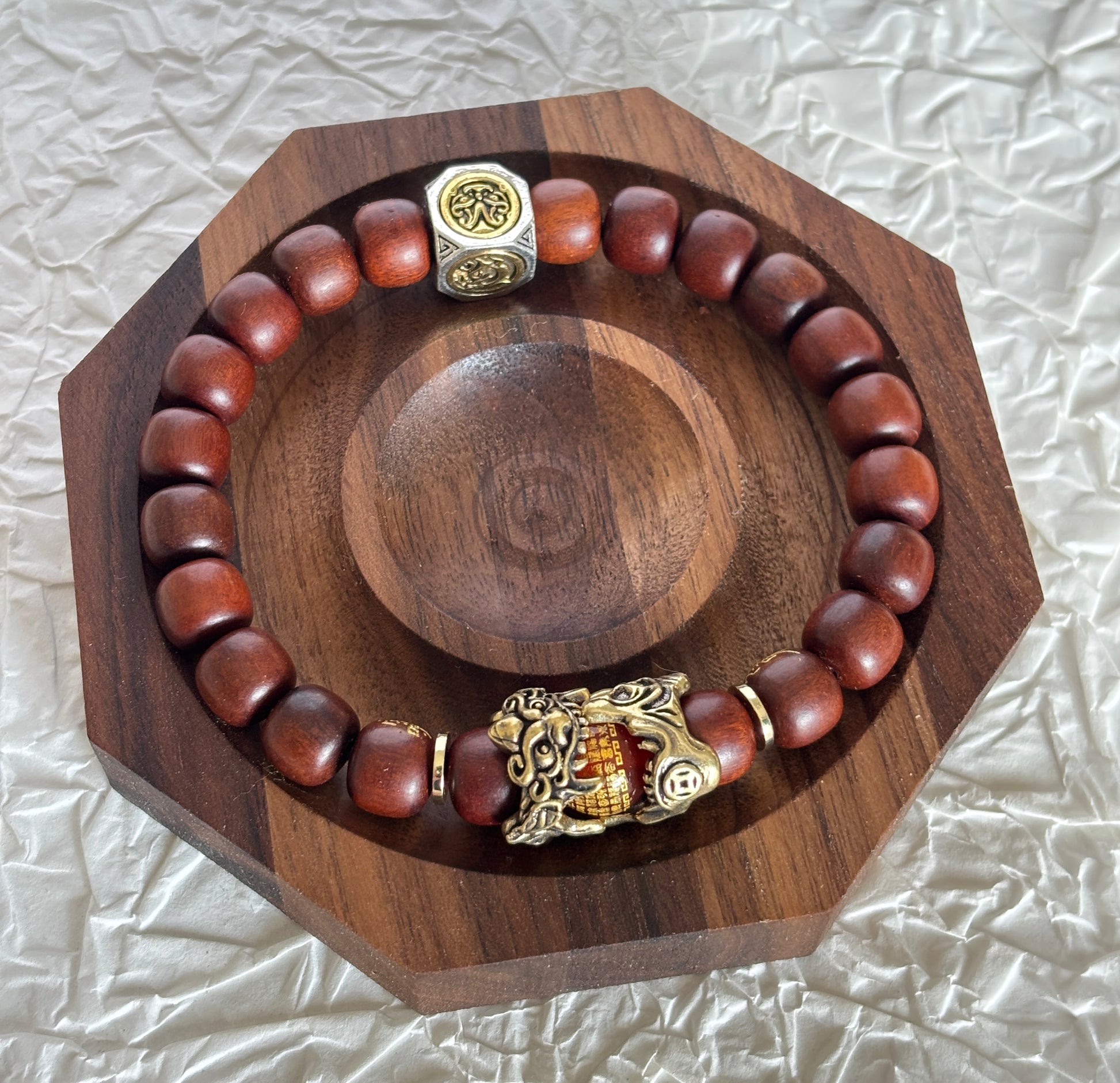 Lightning-Struck Jujube Wood Beads Pixiu Amulet Bracelet