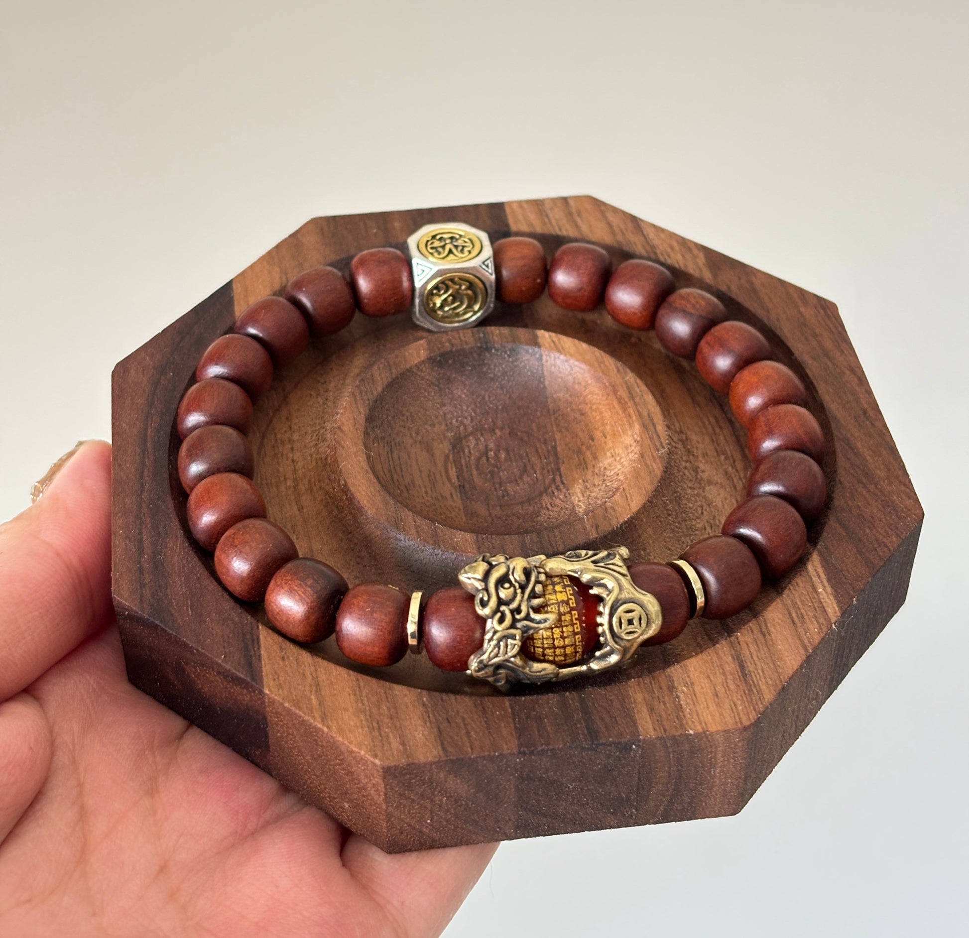 Lightning-Struck Jujube Wood Beads Pixiu Amulet Bracelet