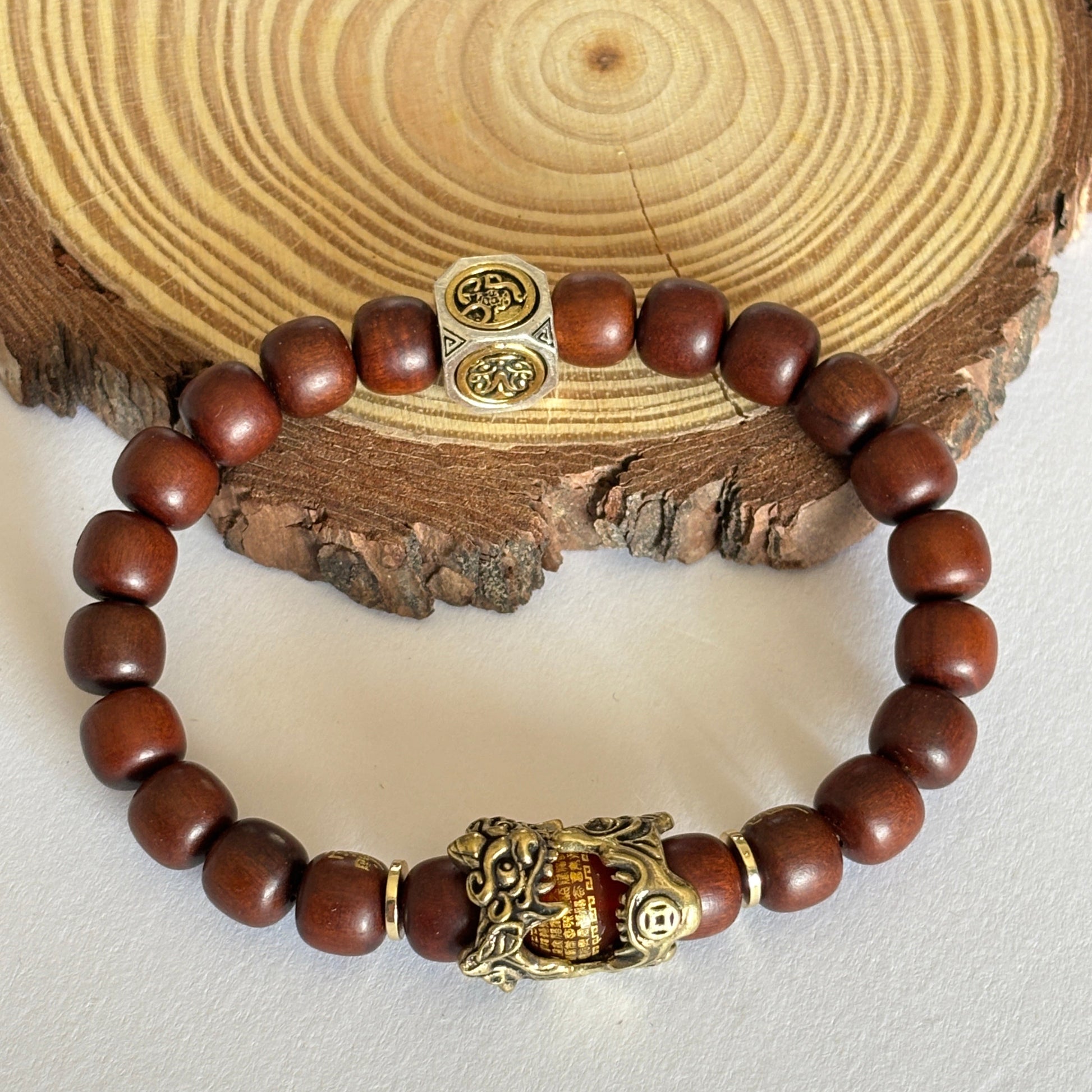 Lightning-Struck Jujube Wood Beads Pixiu Amulet Bracelet