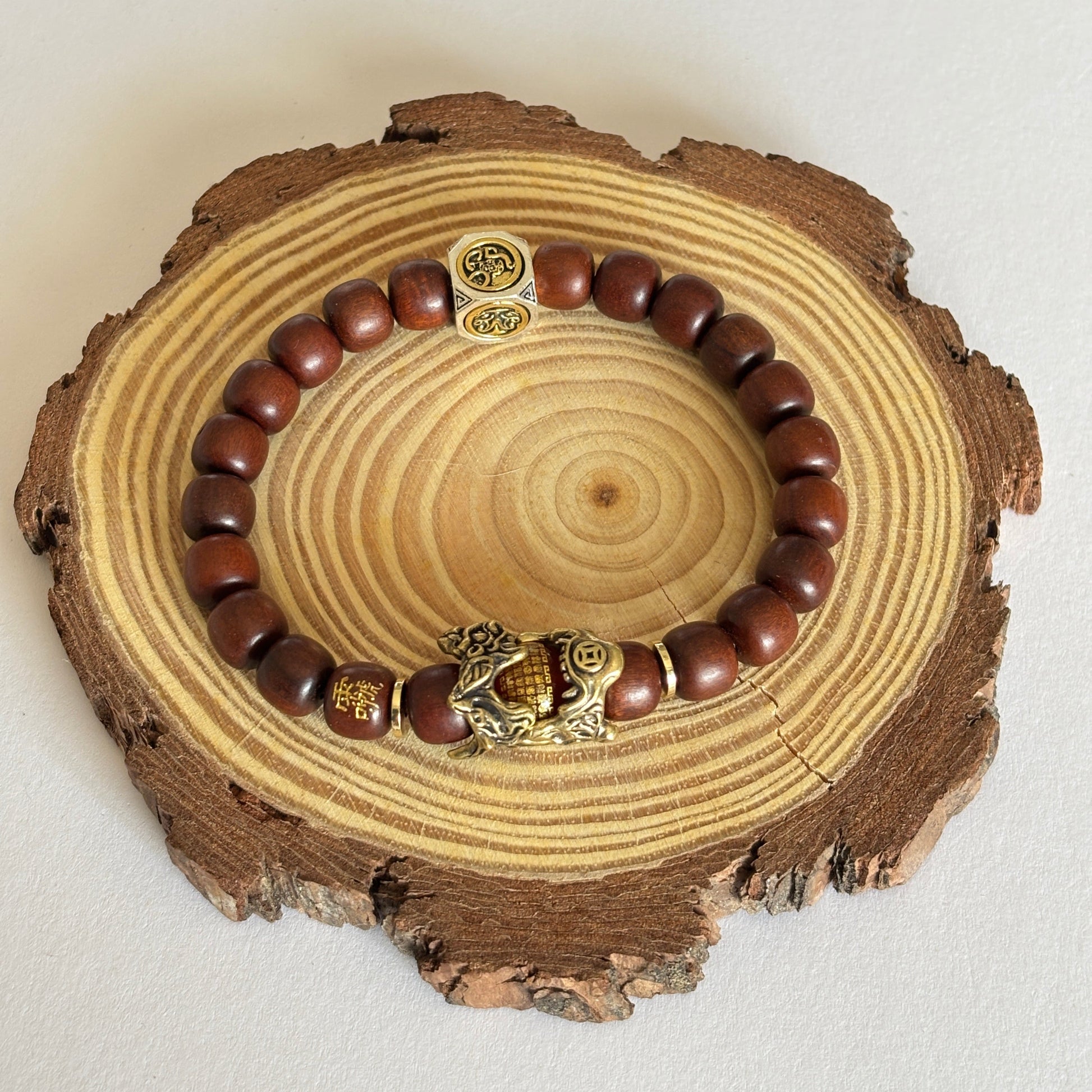 Lightning-Struck Jujube Wood Beads Pixiu Amulet Bracelet