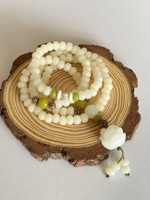 Natural White Bodhi Seed Mala Blessed Bracelet
