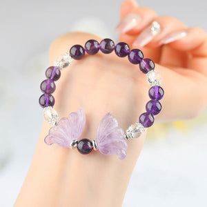 Natural Amethyst Crystal Butterfly Healing Bracelet EclipticJew