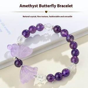 Natural Amethyst Crystal Butterfly Healing Bracelet EclipticJew