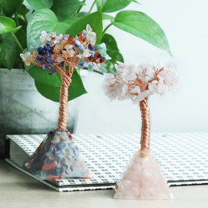 Amethyst Tree Of Life Colorful Crystal Gravel Pyramid Pyramid Base Fortune Tree Creative Lucky Tree Home Furnishing Decoration - EclipticJew
