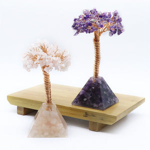 Amethyst Tree Of Life Colorful Crystal Gravel Pyramid Pyramid Base Fortune Tree Creative Lucky Tree Home Furnishing Decoration - EclipticJew