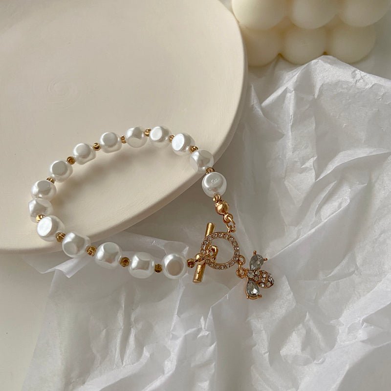 Classic Pearl & Natural Stone Cuff Bracelet - Elegant Fortune - EclipticJew