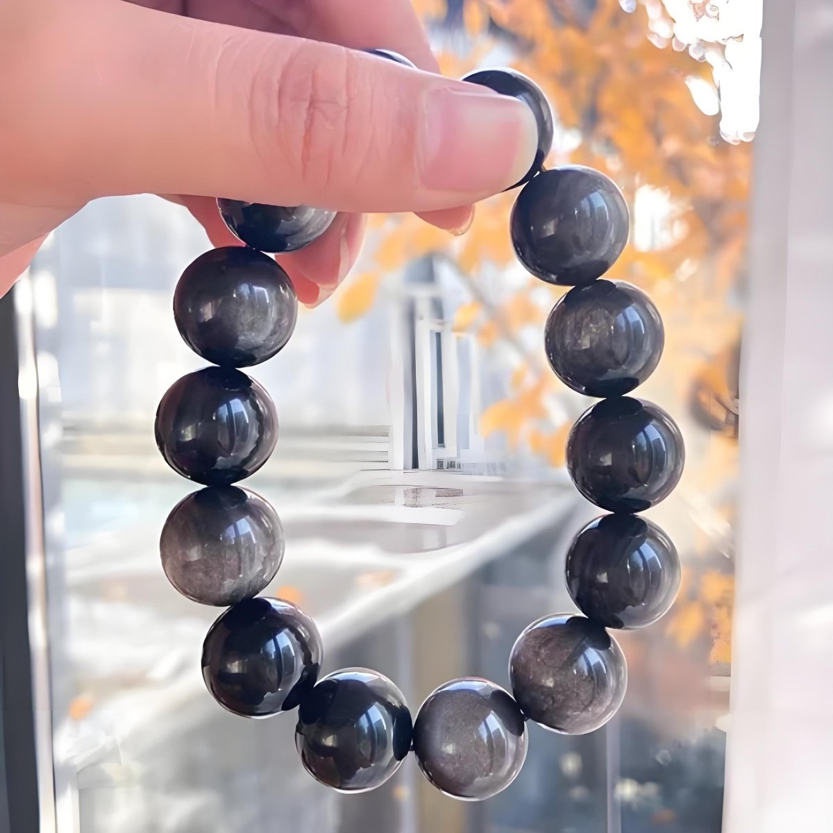 Midnight Shield Obsidian crystal energy bracelet - EclipticJewB2G1FBraceletsnew