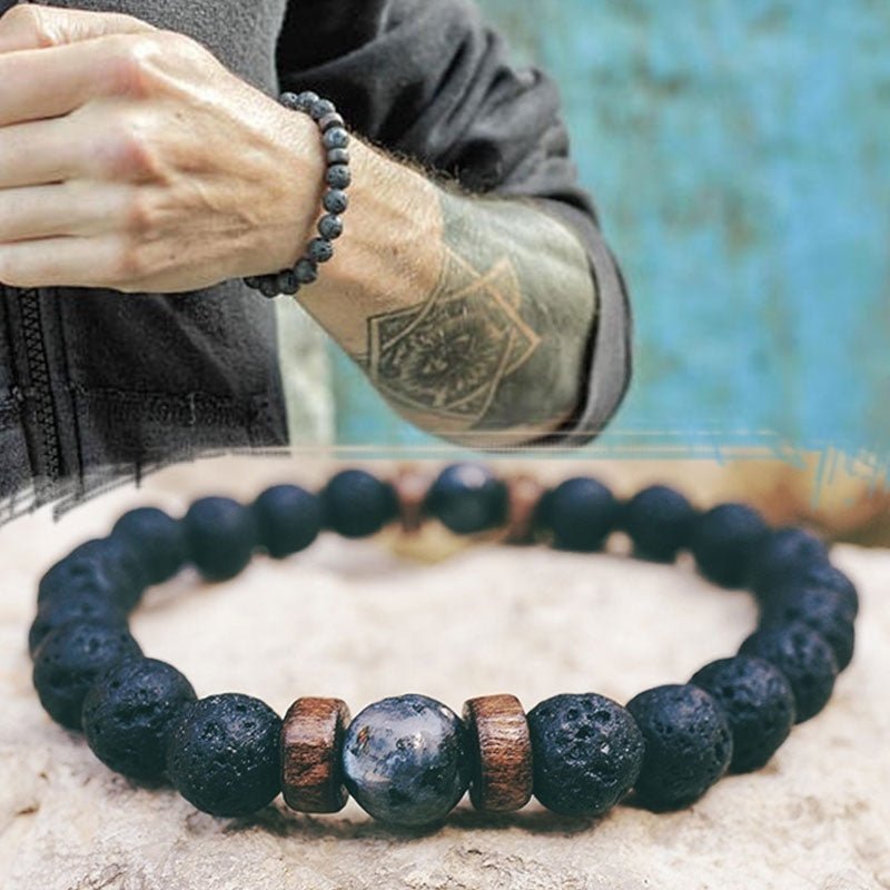 Personality Men's Black Volcanic Stone Bracelet - EclipticJew