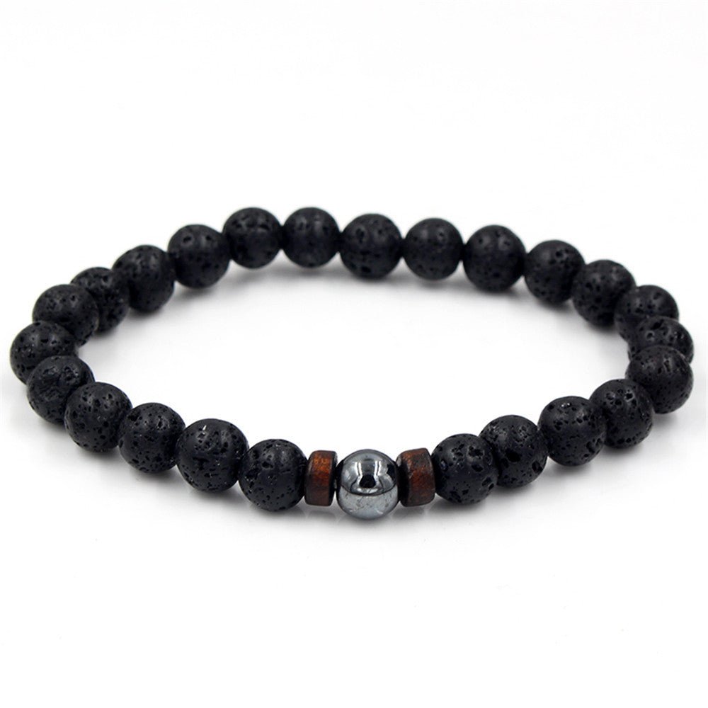 Personality Men's Black Volcanic Stone Bracelet - EclipticJew