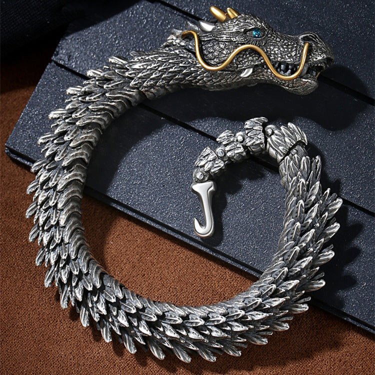 Pure Tibetan Silver Dragon Bracelet - EclipticJew
