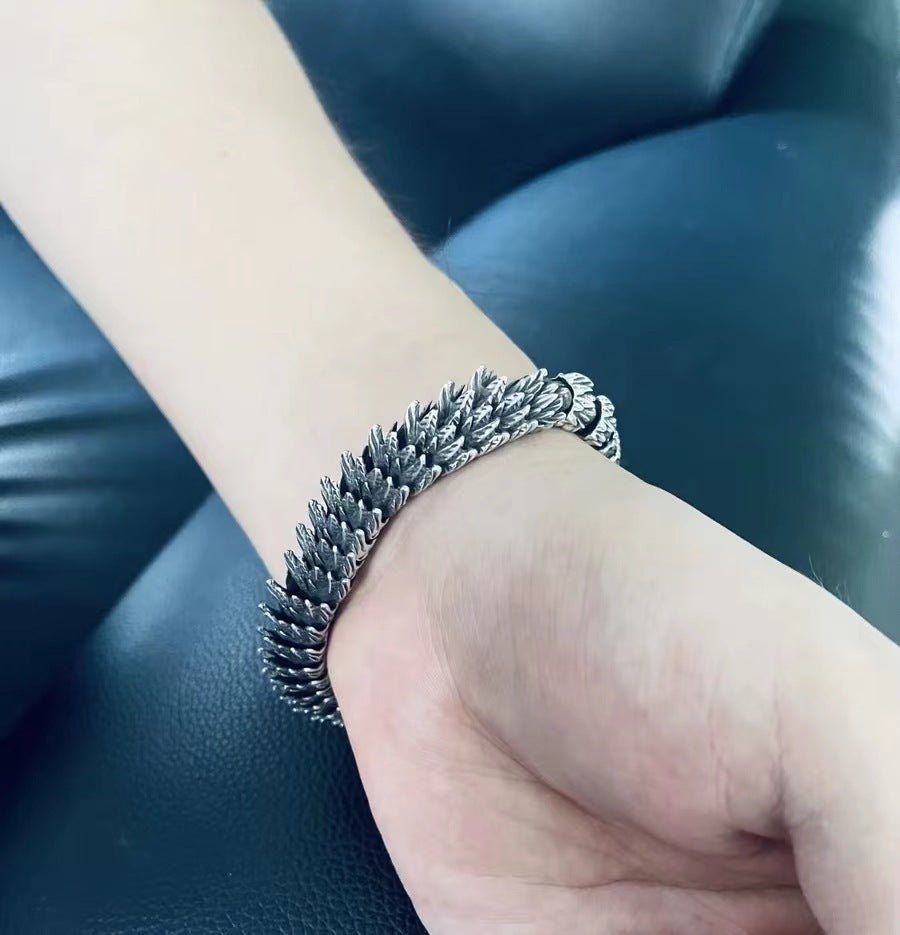 Pure Tibetan Silver Dragon Bracelet - EclipticJew