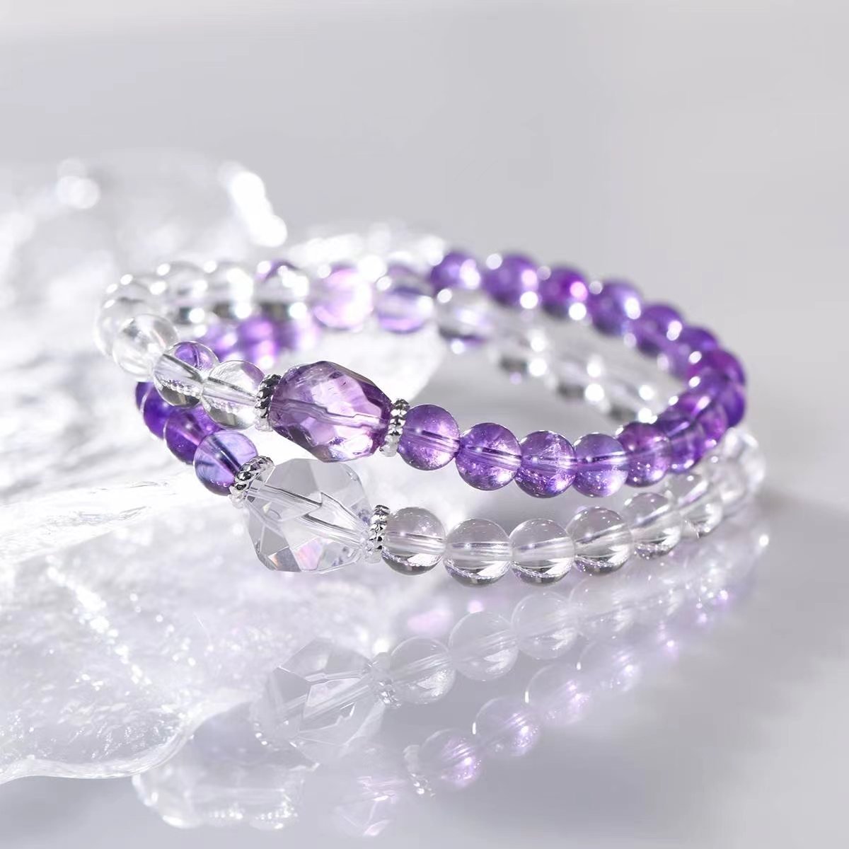 Purple Radiance Amethyst & Quartz Harmony Bracelet - EclipticJewBracelets