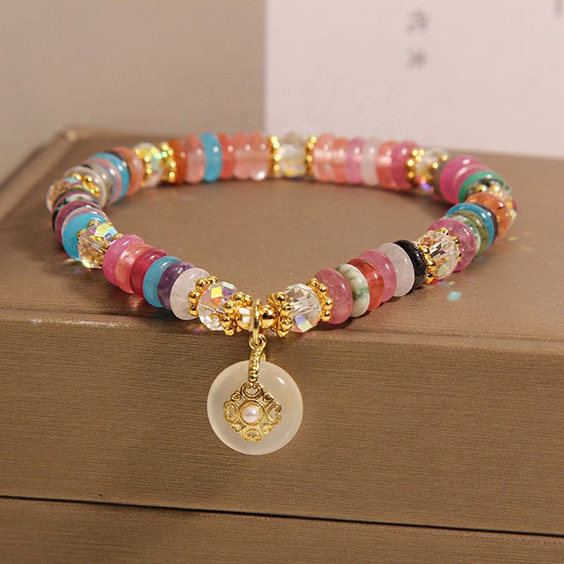 Rainbow Elegance Disc Bead Crystal Bracelet - EclipticJew