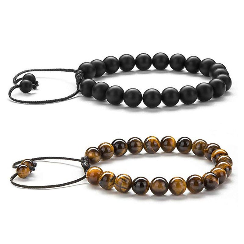 Tiger Eye Couple Bracelets Matte Black Agate Beads Bracelet - EclipticJew