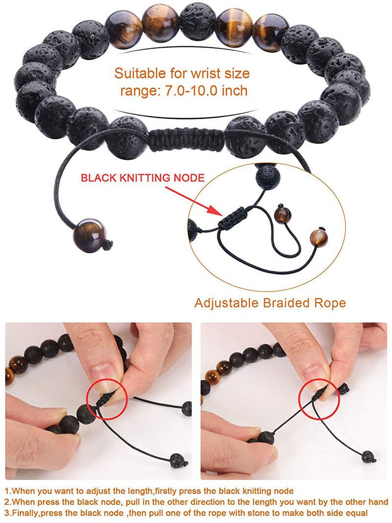 Tiger Eye Couple Bracelets Matte Black Agate Beads Bracelet - EclipticJew