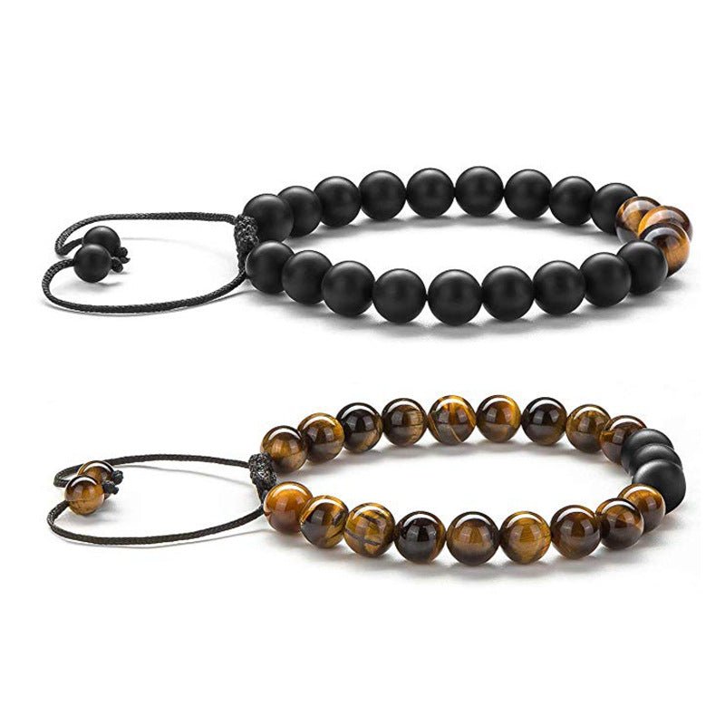 Tiger Eye Couple Bracelets Matte Black Agate Beads Bracelet - EclipticJew
