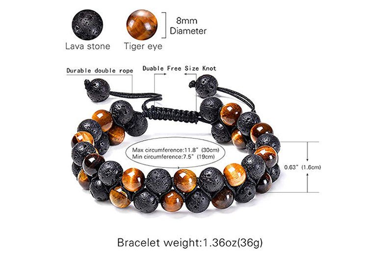 Tiger Eye Couple Bracelets Matte Black Agate Beads Bracelet - EclipticJew