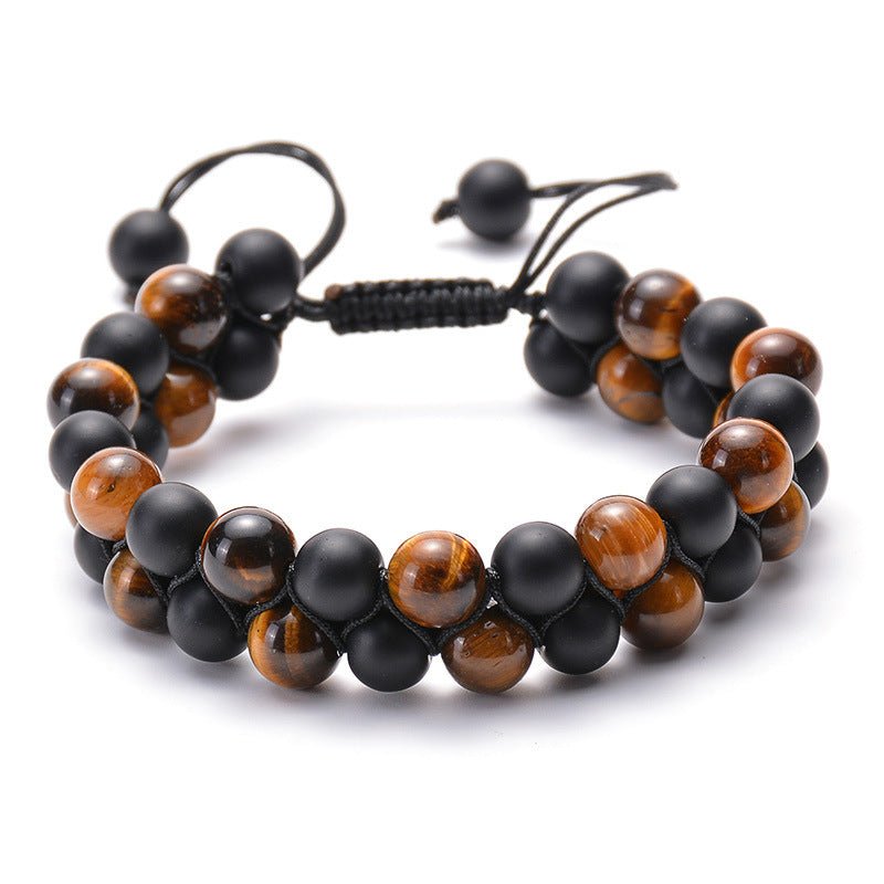 Tiger Eye Couple Bracelets Matte Black Agate Beads Bracelet - EclipticJew