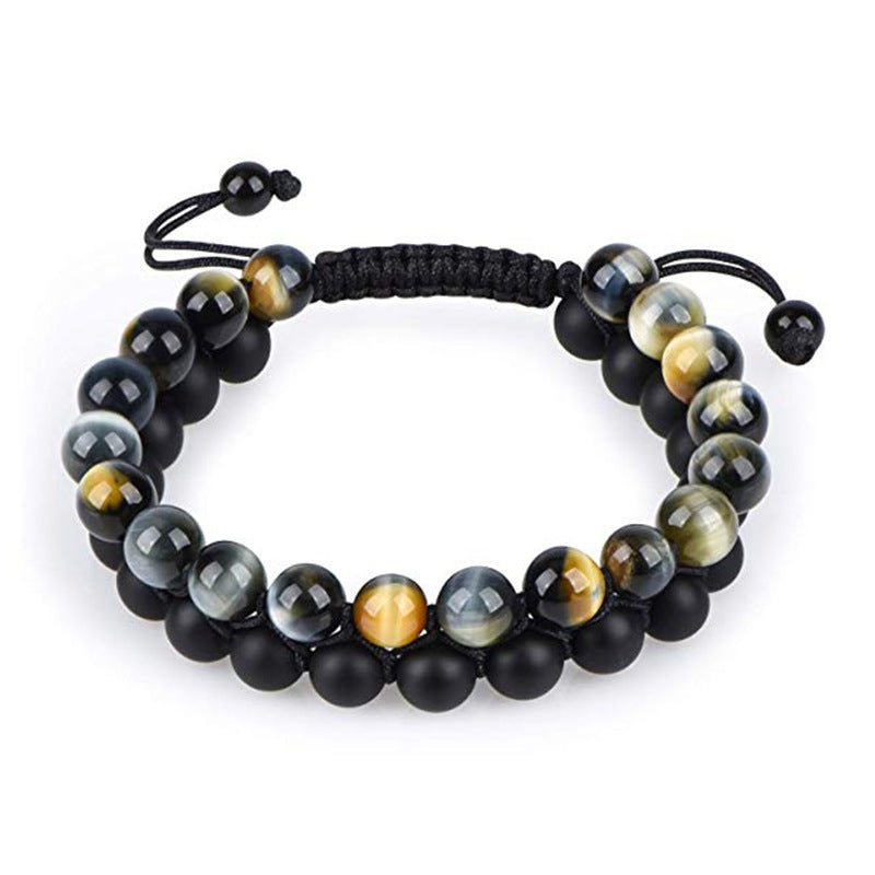 Tiger Eye Couple Bracelets Matte Black Agate Beads Bracelet - EclipticJew