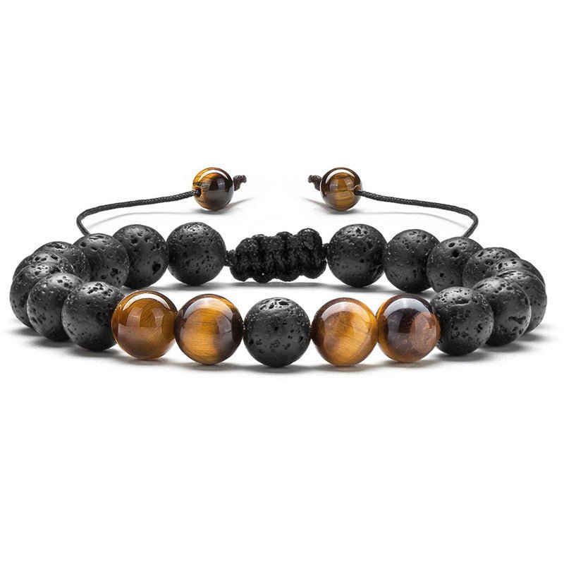 Tiger Eye Couple Bracelets Matte Black Agate Beads Bracelet - EclipticJew